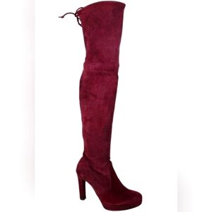 Stuart Weitzman Highland Bordeaux Suede OTK boots